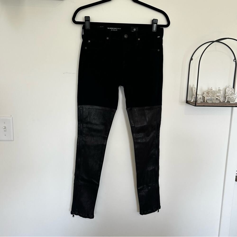 NWOT AG Adriano Goldschmied Black The Legging Ankle Skinny Zip Pants Size 27